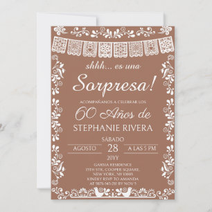Terracotta Papel Picado Surprise 60th Birthday Invitation