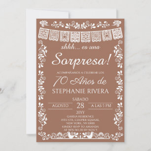 Terracotta Papel Picado Surprise 70th Birthday Invitation