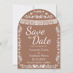 Terracotta Papel Picado Wedding Save the Date Arch Invitation