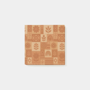 Terracotta Patchwork Quilt Rustic Farmhouse Floral Post-it Notes