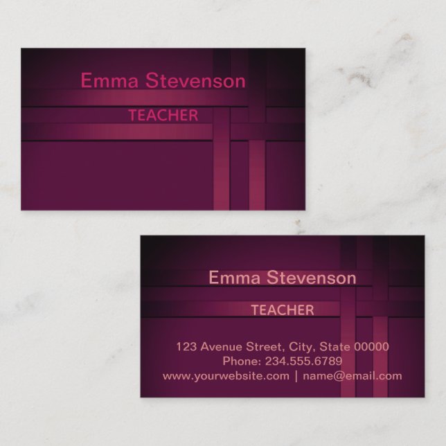 Terracotta, pattern, ribbon business card (Front/Back)