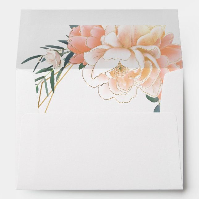Terracotta Peach Cream Gold Wedding Invitation Envelope (Back (Bottom))