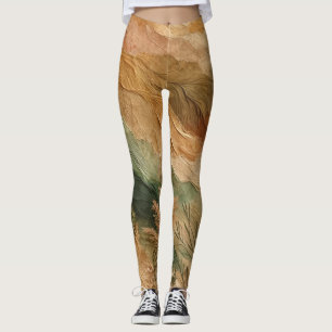 Terracotta Peach Pressed Flowers Bohemian  Leggings