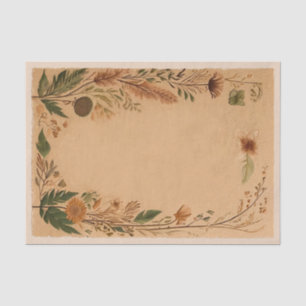 Terracotta Peach Pressed Flowers Boho  Tissue Paper
