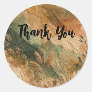 Terracotta Peach Pressed Flowers Boho Wedding Classic Round Sticker