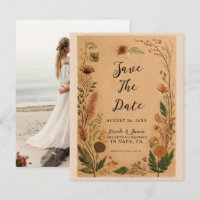 Terracotta Peach Pressed Flowers Boho Wedding 