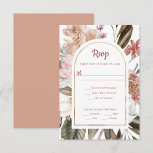 Terracotta, Peach, Rose, Marsala Gold Arch RSVP Card