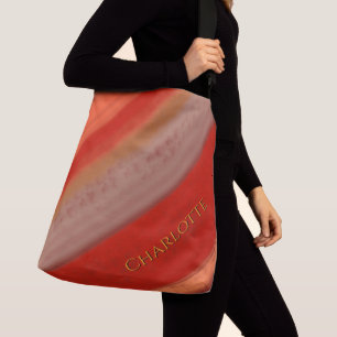 Terracotta Peach Stripes Custom Name Crossbody Bag