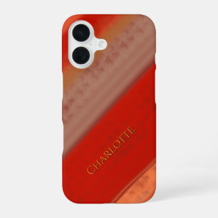 Terracotta Peach Stripes Custom Name iPhone 16 Case