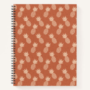 Terracotta & Peach Tropical Pineapple Pattern Notebook
