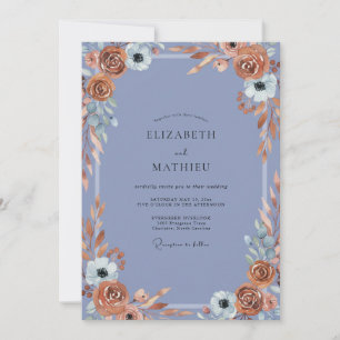 Terracotta Periwinkle Anemone Wedding Invitation
