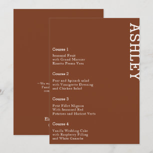 Terracotta Personalised Guest Name Wedding Menu