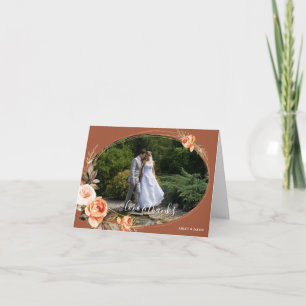 Terracotta Photo Boho Fall Wedding Thank You Card