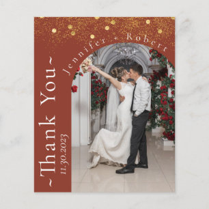 Terracotta Photo Budget Wedding Thank you card