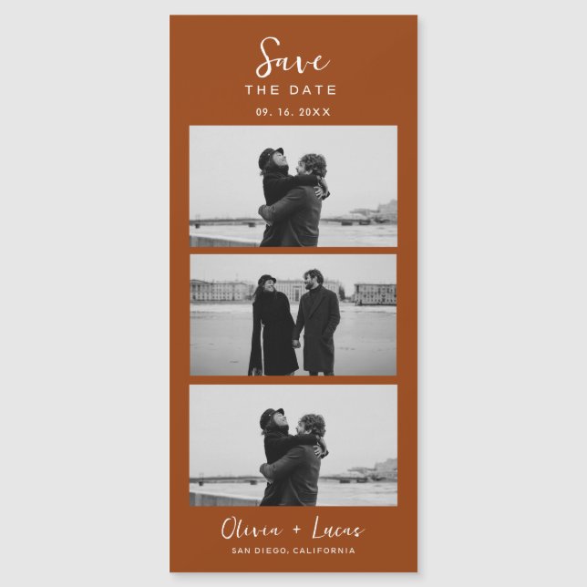 Terracotta Photo Film Strip Magnetic Wedding (Front)