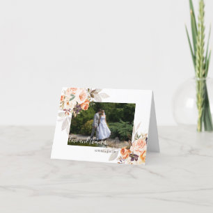 Terracotta Photo Floral Boho Fall Wedding Thank You Card