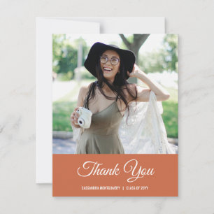 Terracotta Photo Graduation Thank You Card