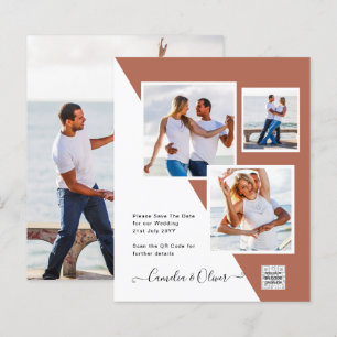 Terracotta PHOTO QR CODE Wedding Invite Save Date
