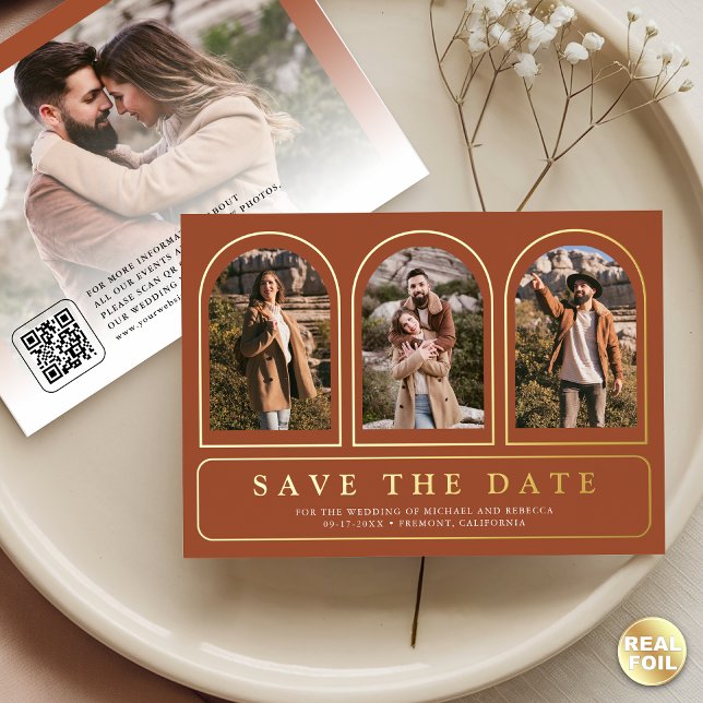 Terracotta Photo QR Code Wedding Save the Date (Creator Uploaded)