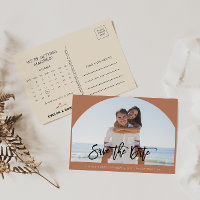 Terracotta Photo Wedding Save the Date Calendar 