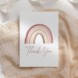 Terracotta Pink Boho Rainbow Baby Shower  Thank You Card