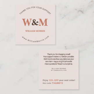 Terracotta Pink Elegant Branded Company Thank You Square Business Card