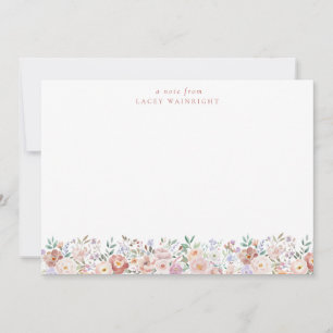 Terracotta & Pink Floral Personalised Stationery Card