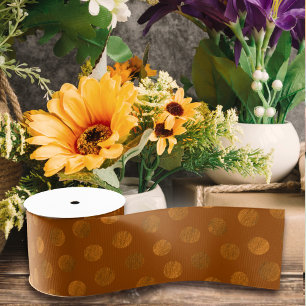 Terracotta Polka Dots Modern & Elegant Christmas Grosgrain Ribbon