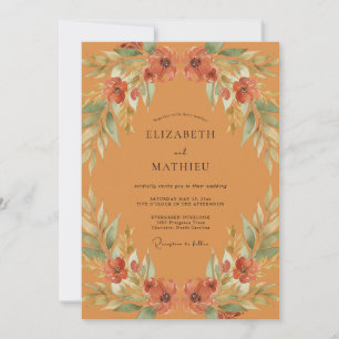 Terracotta Poppy Bloom Wedding Invitation