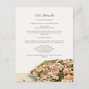 Terracotta Positano Cliff Village Wedding Details Enclosure Card
