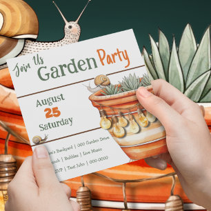 Terracotta Pot with Cute Snail in the Garden Party Invitation