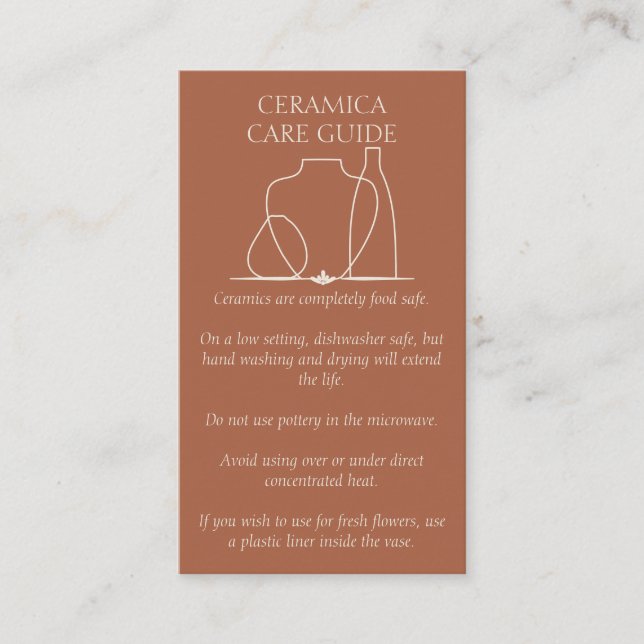 Terracotta Pottery Vase Ceramic Clay Instructions Business Card (Front)