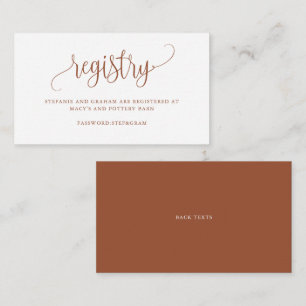 Terracotta Pretty Script Wedding Registry Enclosure Card