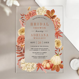 Terracotta Pumpkin Floral Bridal Shower Acrylic Invitations