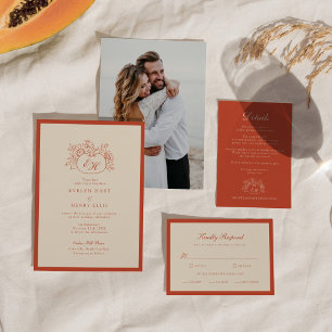 Terracotta Pumpkin Monogram Wedding Invitation