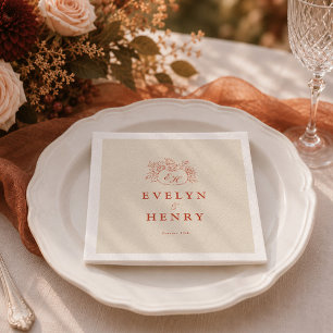 Terracotta Pumpkin Monogram Wedding Napkins