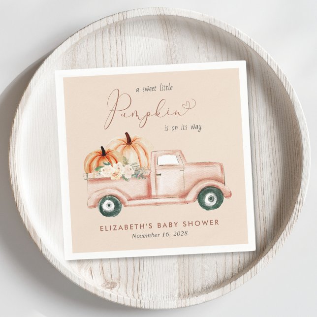 Terracotta Pumpkin Vintage Truck Baby Shower Napkin (Creator Uploaded)