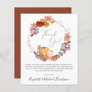Terracotta Pumpkin Watercolor Baby Thank You Card