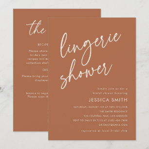 Terracotta QR Code All-in-One Boho Lingerie Shower Invitation