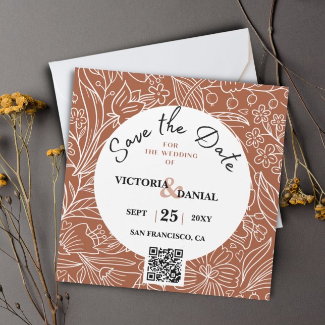 Terracotta QR Code Modern Chic Minimalist Wedding (Creator Uploaded)