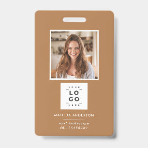 Terracotta QR code modern minimal photo abstract ID Badge