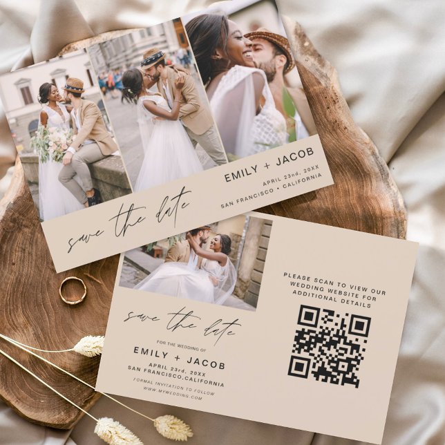Terracotta QR Code Modern Save the Date 4 Photo (Creator Uploaded)