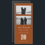 Terracotta QR Code Photo Strip Magnetic Wedding<br><div class="desc">Celebrate your upcoming nuptials with our Terracotta QR Code Photo Strip Magnetic Wedding Save the Date, where timeless elegance meets modern functionality. Featuring a warm, earthy terracotta hue, this save-the-date card exudes a sophisticated charm while offering a personalised touch. The integrated photo strip allows you to showcase your favourite moments,...</div>
