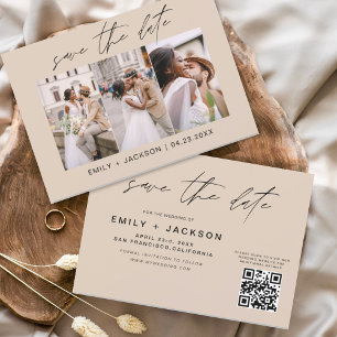 Terracotta QR Code Save the Date Modern 3 Photo