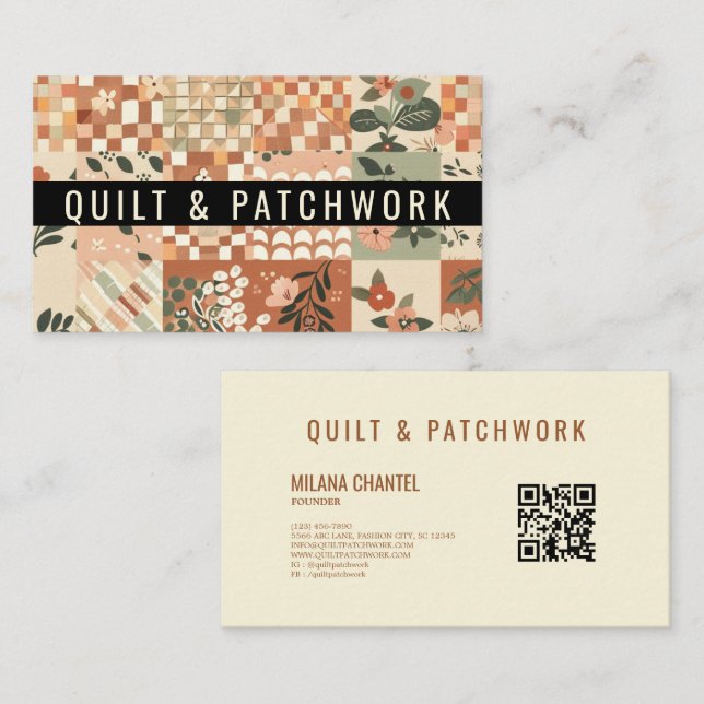 Terracotta Quilt Patchwork Handmade Clothing  Business Card (Front/Back)