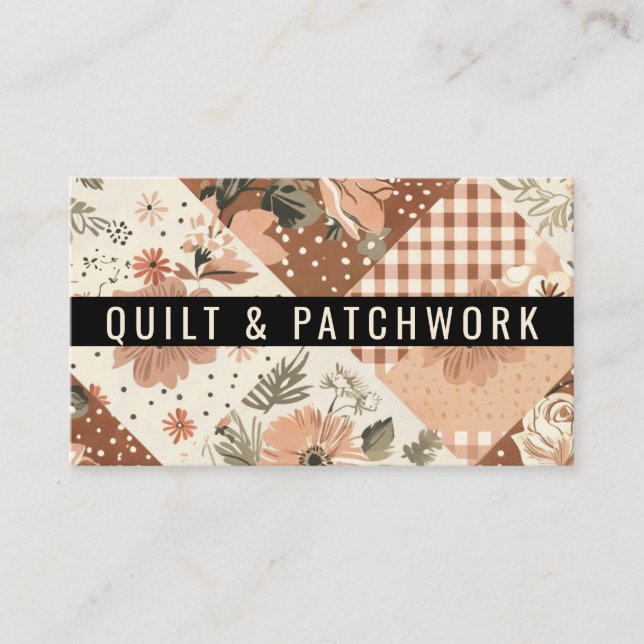 Terracotta Quilt Patchwork Handmade Clothing  Business Card (Front)