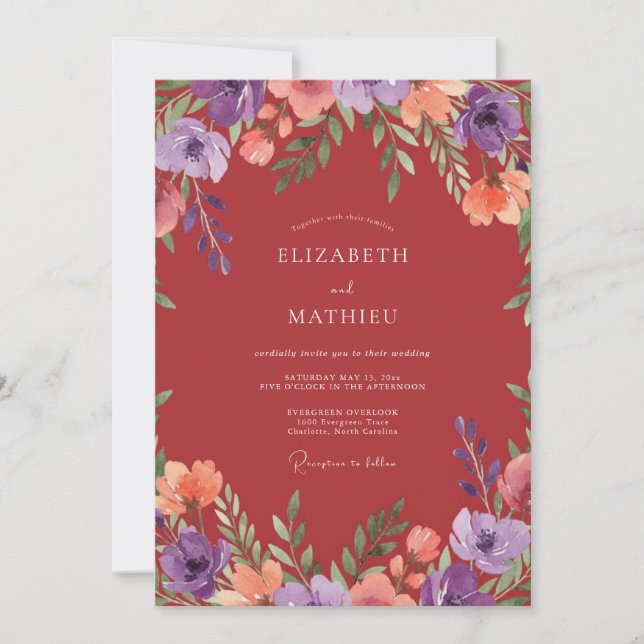 Terracotta Radiant Floral Wedding Invitation (Front)