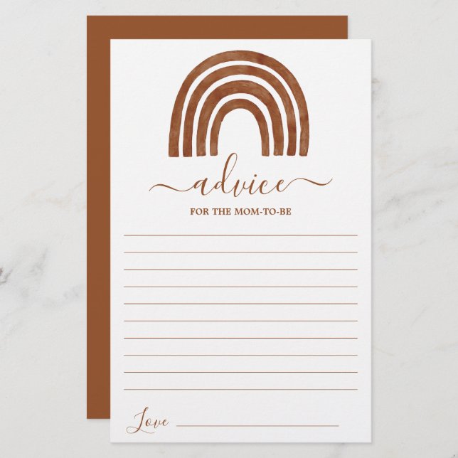 Terracotta Rainbow Advice for the Mum To Be card (Front/Back)
