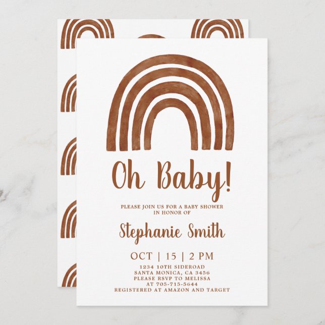 Terracotta Rainbow Baby Shower Invitation (Front/Back)