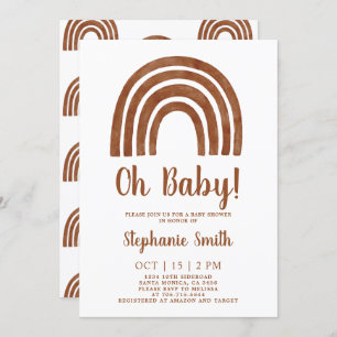 Terracotta Rainbow Baby Shower Invitation